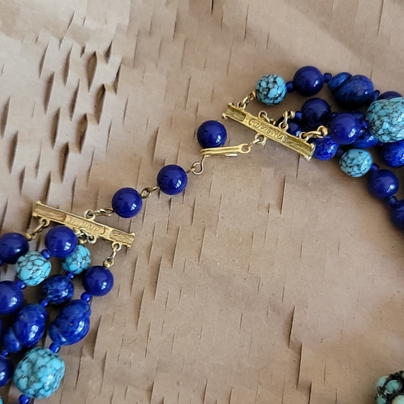 Vintage Blue and Turquoise 4 strand necklace - Picture 3 of 6